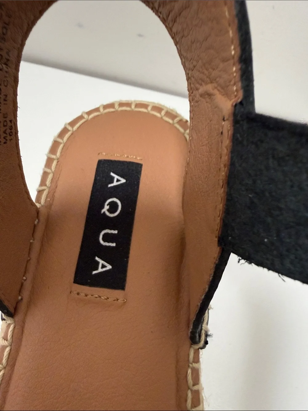Aqua Rowan Platform Espadrille Sandals  Ankle Strap black sz 7.5